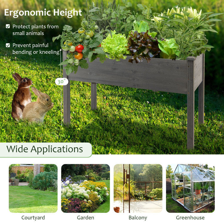 Wooden Raised Vegetable Garden Bed Elevated Grow Vegetable Planter Doba